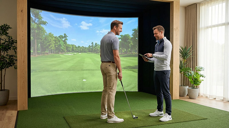 Professional trainer helping a student